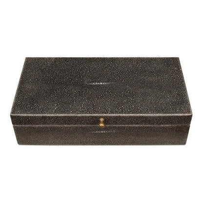 Gastsburg Leather Antique Grey Shagreen Box 2PC - LOOMLAN - Sarreid - Boxes & Bowls