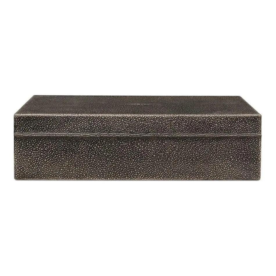 Gastsburg Leather Antique Grey Shagreen Box 2PC - LOOMLAN - Sarreid - Boxes & Bowls
