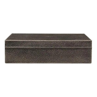 Gastsburg Leather Antique Grey Shagreen Box 2PC - LOOMLAN - Sarreid - Boxes & Bowls