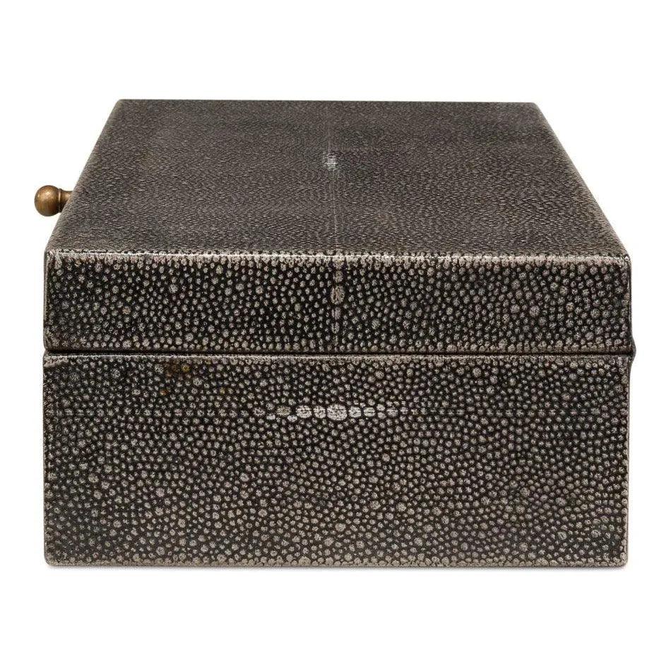 Gastsburg Leather Antique Grey Shagreen Box 2PC - LOOMLAN - Sarreid - Boxes & Bowls