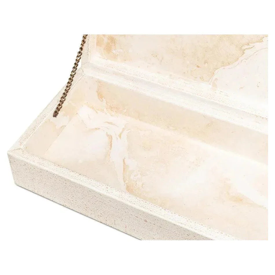 Gastsburg Leather Osprey White Shagreen Box 2PC - LOOMLAN - Sarreid - Boxes & Bowls