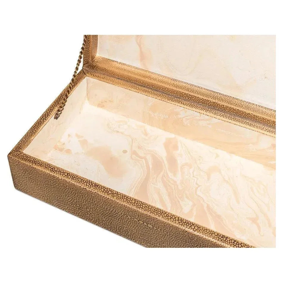 Gastsburg Leather & Paper Liner Brown Shagreen Box 2PC - LOOMLAN - Sarreid - Boxes & Bowls