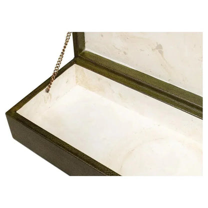 Gastsburg Leather & Paper Liner Green Shagreen Box 2PC - LOOMLAN - Sarreid - Boxes & Bowls