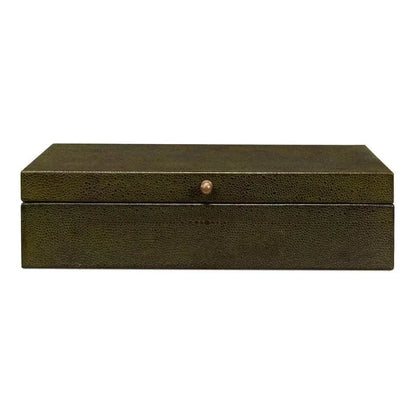 Gastsburg Leather & Paper Liner Green Shagreen Box 2PC - LOOMLAN - Sarreid - Boxes & Bowls