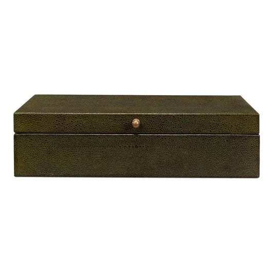 Gastsburg Leather & Paper Liner Green Shagreen Box 2PC - LOOMLAN - Sarreid - Boxes & Bowls