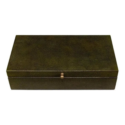 Gastsburg Leather & Paper Liner Green Shagreen Box 2PC - LOOMLAN - Sarreid - Boxes & Bowls