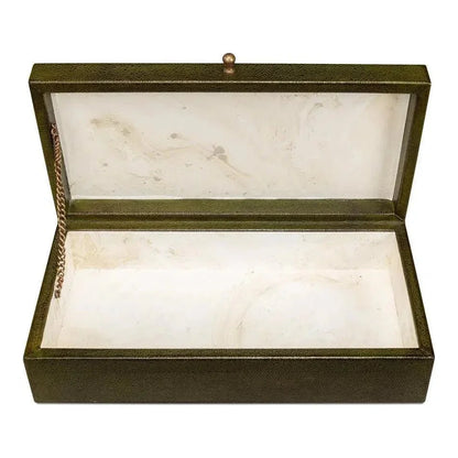 Gastsburg Leather & Paper Liner Green Shagreen Box 2PC - LOOMLAN - Sarreid - Boxes & Bowls