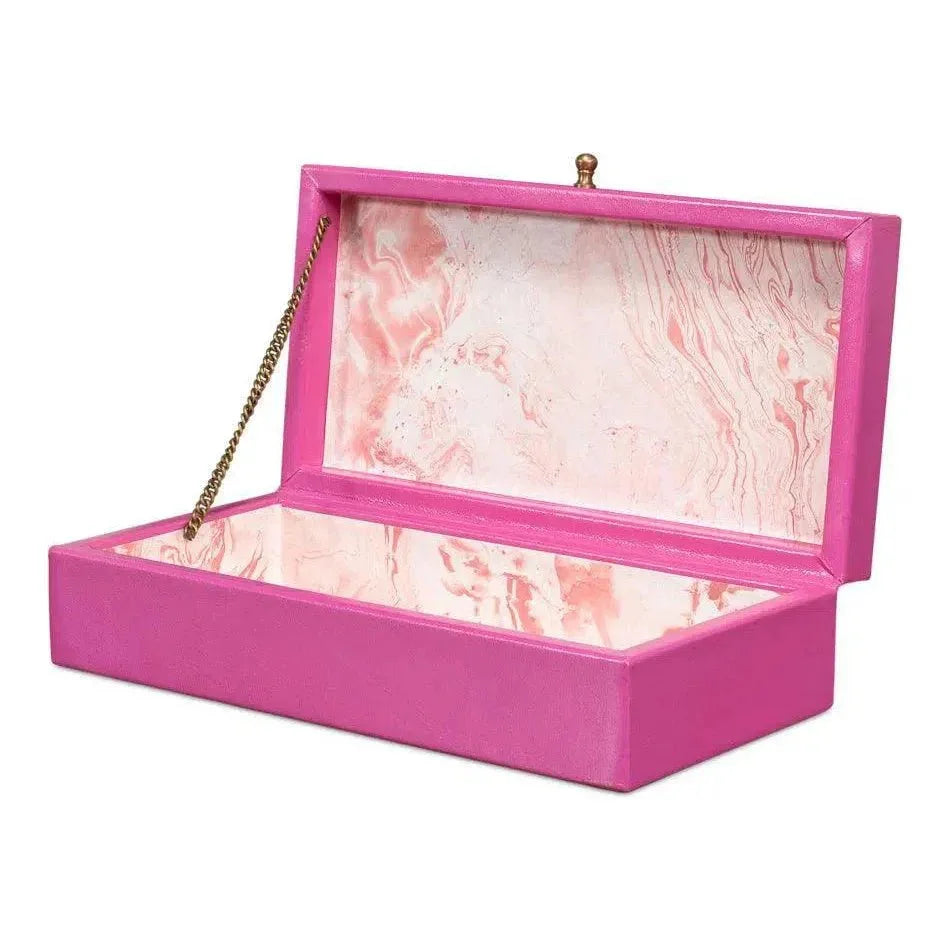 Gastsburg Leather & Paper Liner Pink Shagreen Box 2PC - LOOMLAN - Sarreid - Boxes & Bowls