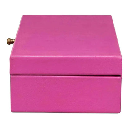 Gastsburg Leather & Paper Liner Pink Shagreen Box 2PC - LOOMLAN - Sarreid - Boxes & Bowls