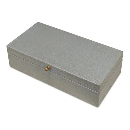 Gastsburg Leather Storm Grey Shagreen Box 2PC - LOOMLAN - Sarreid - Boxes & Bowls