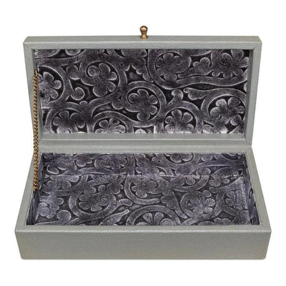 Gastsburg Leather Storm Grey Shagreen Box 2PC - LOOMLAN - Sarreid - Boxes & Bowls