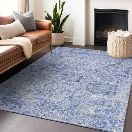 Geneva Blue Washable Indoor-Outdoor Rug-Outdoor Rugs-LOOMLAN Rugs-LOOMLAN