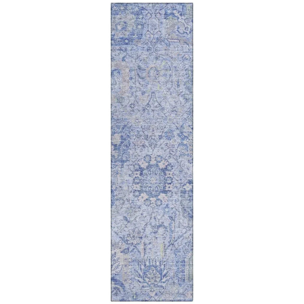 Geneva Blue Washable Indoor-Outdoor Rug-Outdoor Rugs-LOOMLAN Rugs-2'3" x 7'6"-LOOMLAN