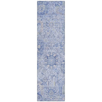 Geneva Blue Washable Indoor-Outdoor Rug-Outdoor Rugs-LOOMLAN Rugs-2'3" x 7'6"-LOOMLAN