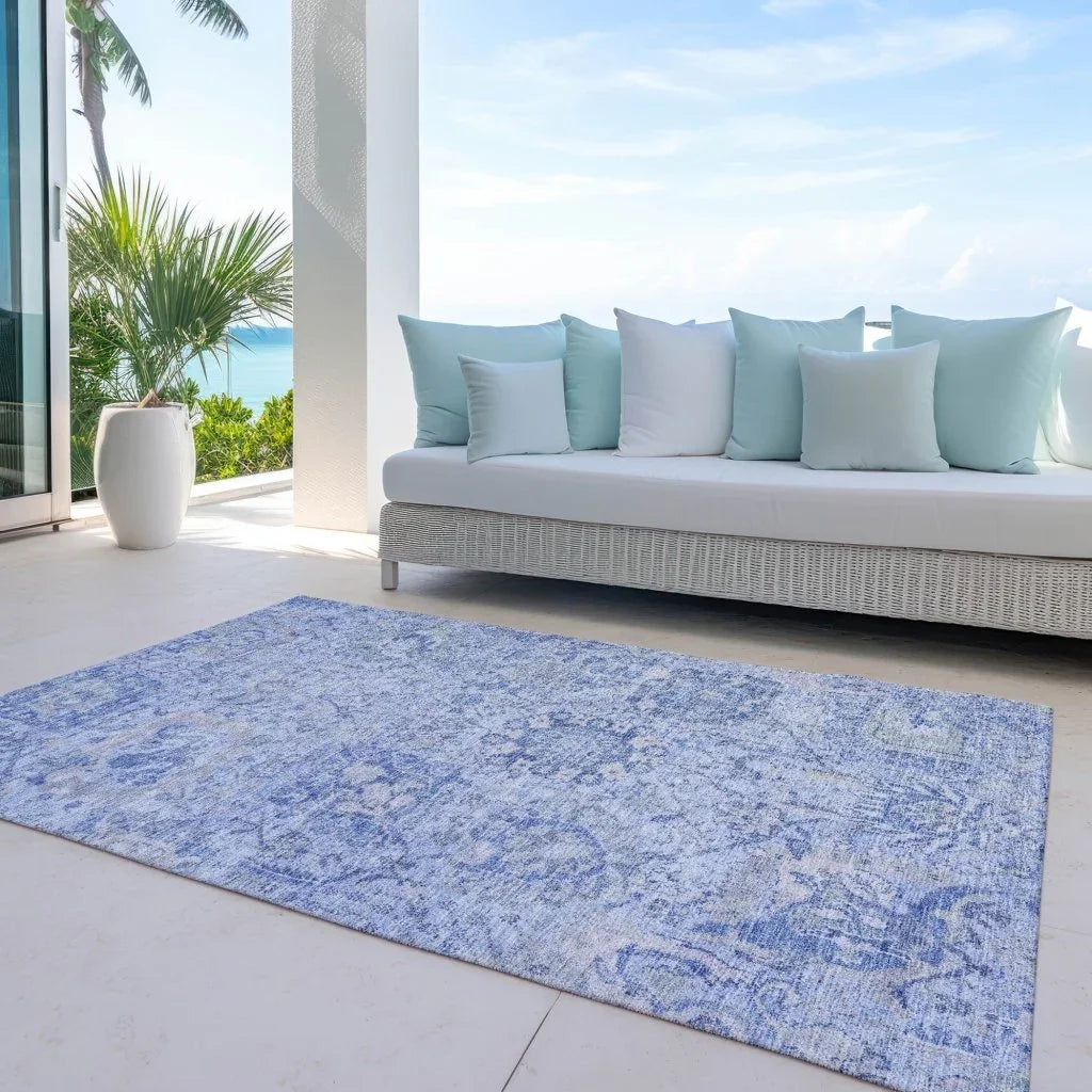Geneva Blue Washable Indoor-Outdoor Rug-Outdoor Rugs-LOOMLAN Rugs-LOOMLAN