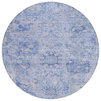 Geneva Blue Washable Indoor-Outdoor Rug-Outdoor Rugs-LOOMLAN Rugs-8' x 8'-LOOMLAN