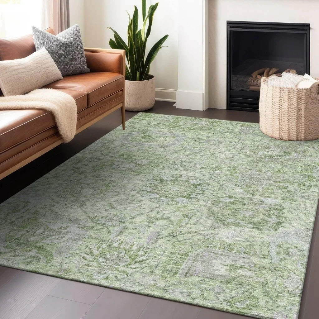 Geneva Green Washable Indoor-Outdoor Rug-Outdoor Rugs-LOOMLAN Rugs-LOOMLAN