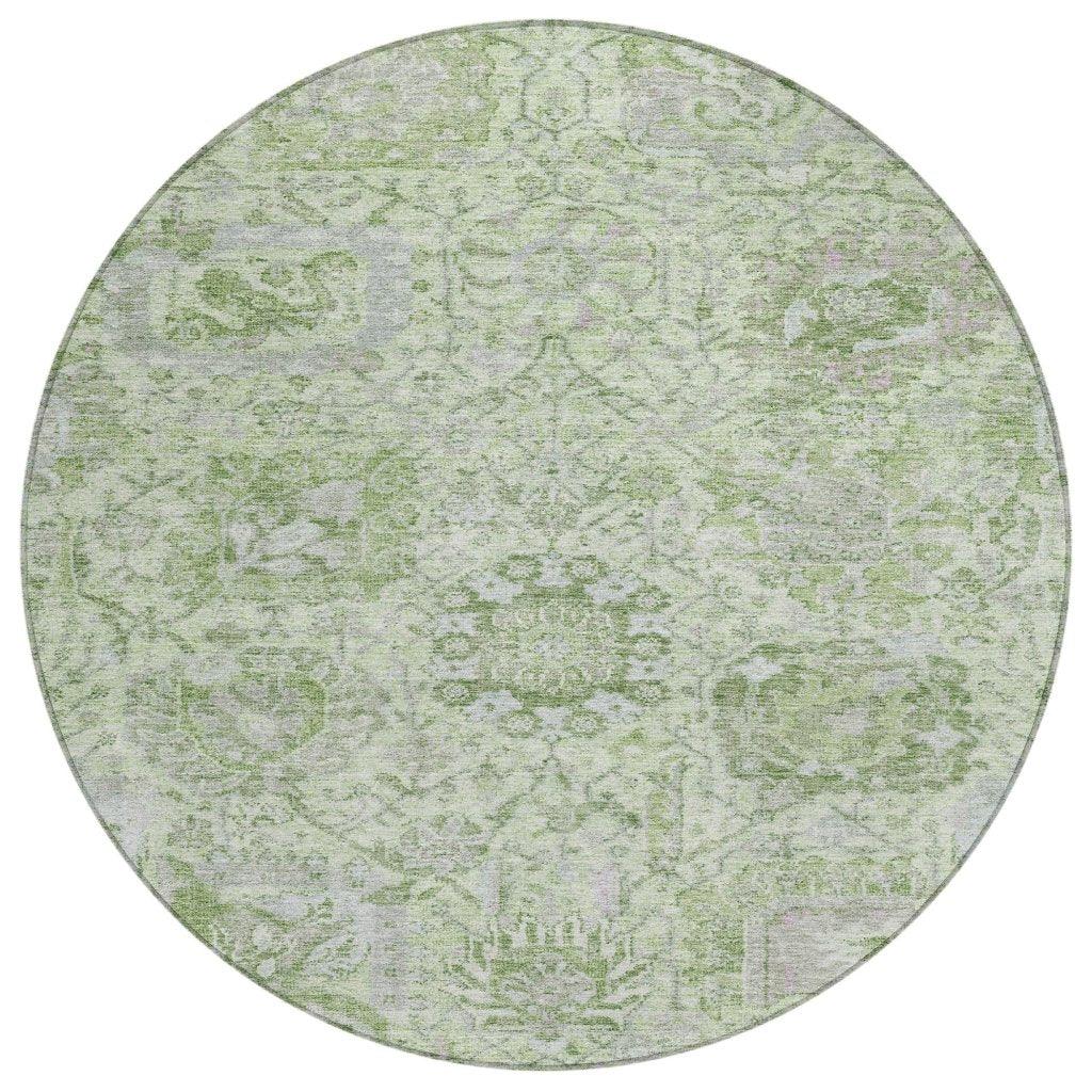 Geneva Green Washable Indoor-Outdoor Rug-Outdoor Rugs-LOOMLAN Rugs-8' x 8'-LOOMLAN