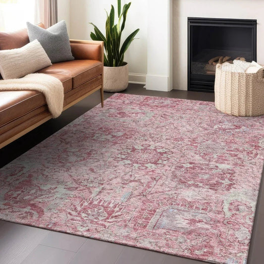Geneva Pink Washable Indoor-Outdoor Rug-Outdoor Rugs-LOOMLAN Rugs-LOOMLAN