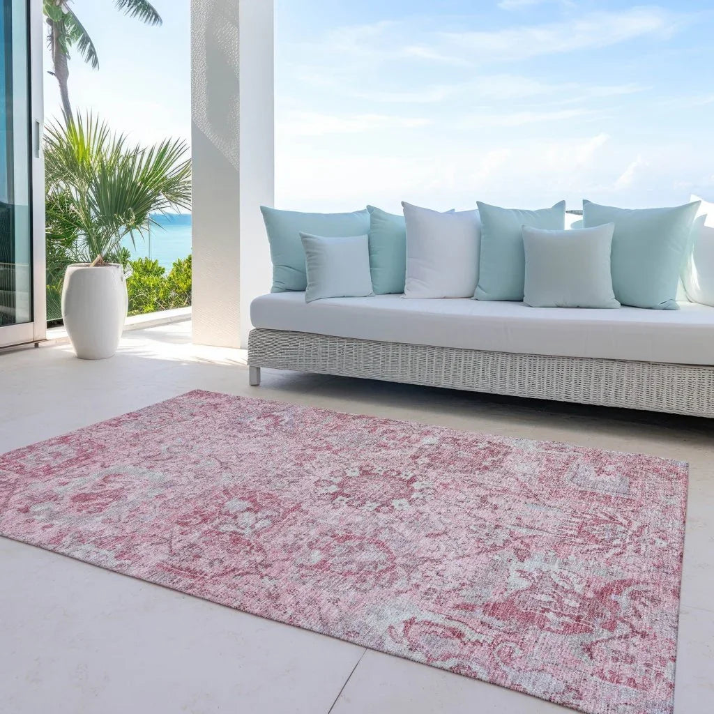 Geneva Pink Washable Indoor-Outdoor Rug-Outdoor Rugs-LOOMLAN Rugs-LOOMLAN