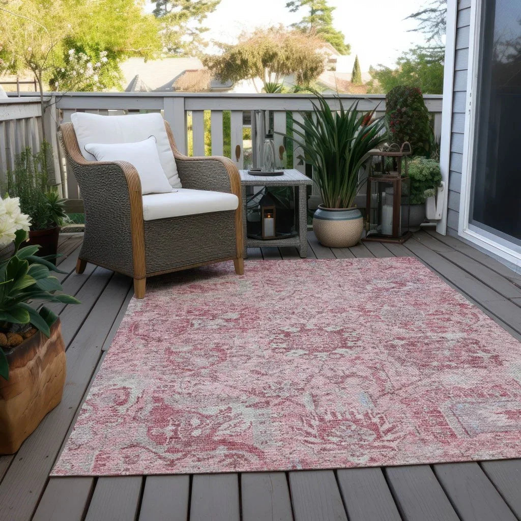 Geneva Pink Washable Indoor-Outdoor Rug-Outdoor Rugs-LOOMLAN Rugs-LOOMLAN