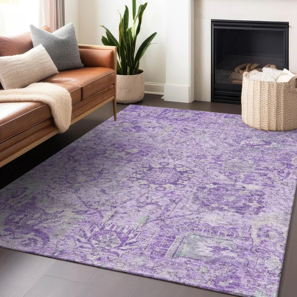 Geneva Purple Washable Indoor-Outdoor Rug-Outdoor Rugs-LOOMLAN Rugs-LOOMLAN