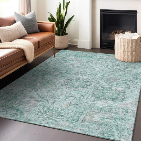 Geneva Teal Washable Indoor-Outdoor Rug-Outdoor Rugs-LOOMLAN Rugs-LOOMLAN
