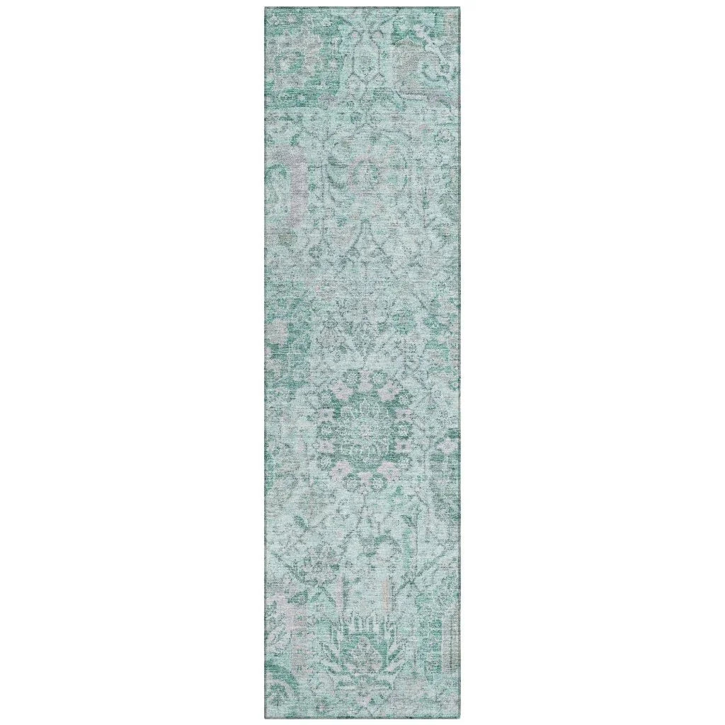 Geneva Teal Washable Indoor-Outdoor Rug-Outdoor Rugs-LOOMLAN Rugs-2'3" x 7'6"-LOOMLAN