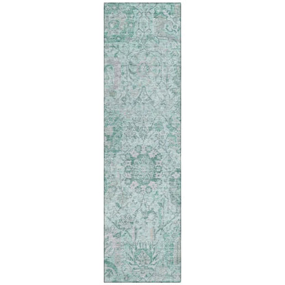 Geneva Teal Washable Indoor-Outdoor Rug-Outdoor Rugs-LOOMLAN Rugs-2'3" x 7'6"-LOOMLAN