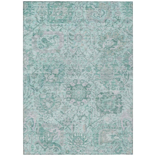 Geneva Teal Washable Indoor-Outdoor Rug-Outdoor Rugs-LOOMLAN Rugs-2'6" x 3'10"-LOOMLAN