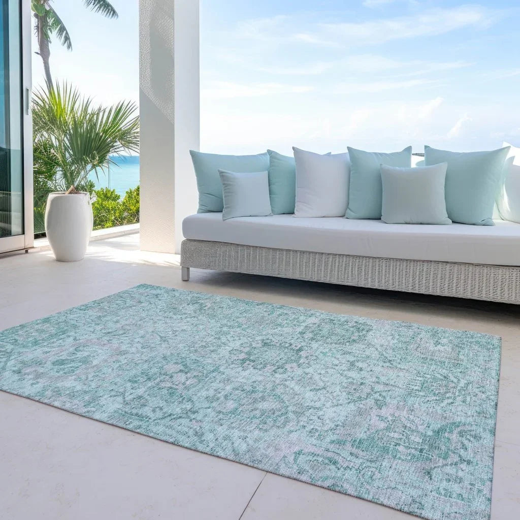Geneva Teal Washable Indoor-Outdoor Rug-Outdoor Rugs-LOOMLAN Rugs-LOOMLAN