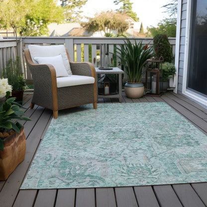 Geneva Teal Washable Indoor-Outdoor Rug-Outdoor Rugs-LOOMLAN Rugs-LOOMLAN