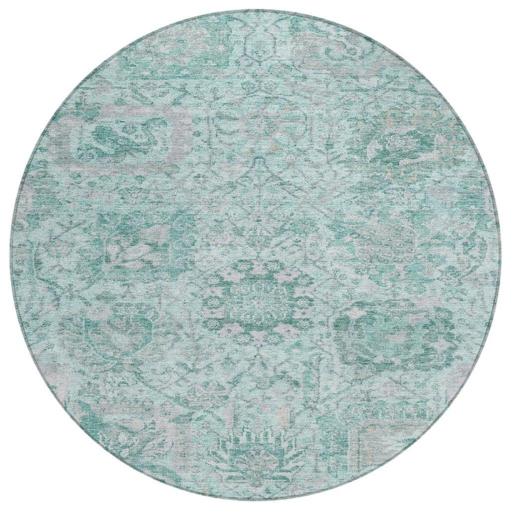 Geneva Teal Washable Indoor-Outdoor Rug-Outdoor Rugs-LOOMLAN Rugs-8' x 8'-LOOMLAN