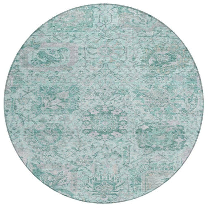 Geneva Teal Washable Indoor-Outdoor Rug-Outdoor Rugs-LOOMLAN Rugs-8' x 8'-LOOMLAN