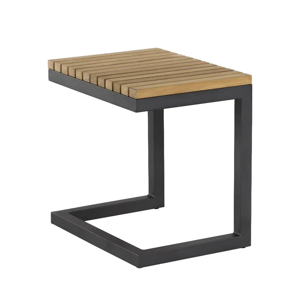 Geneve Aluminum Outdoor C - Shaped End Table - LOOMLAN - SUNPAN - Outdoor Side Tables
