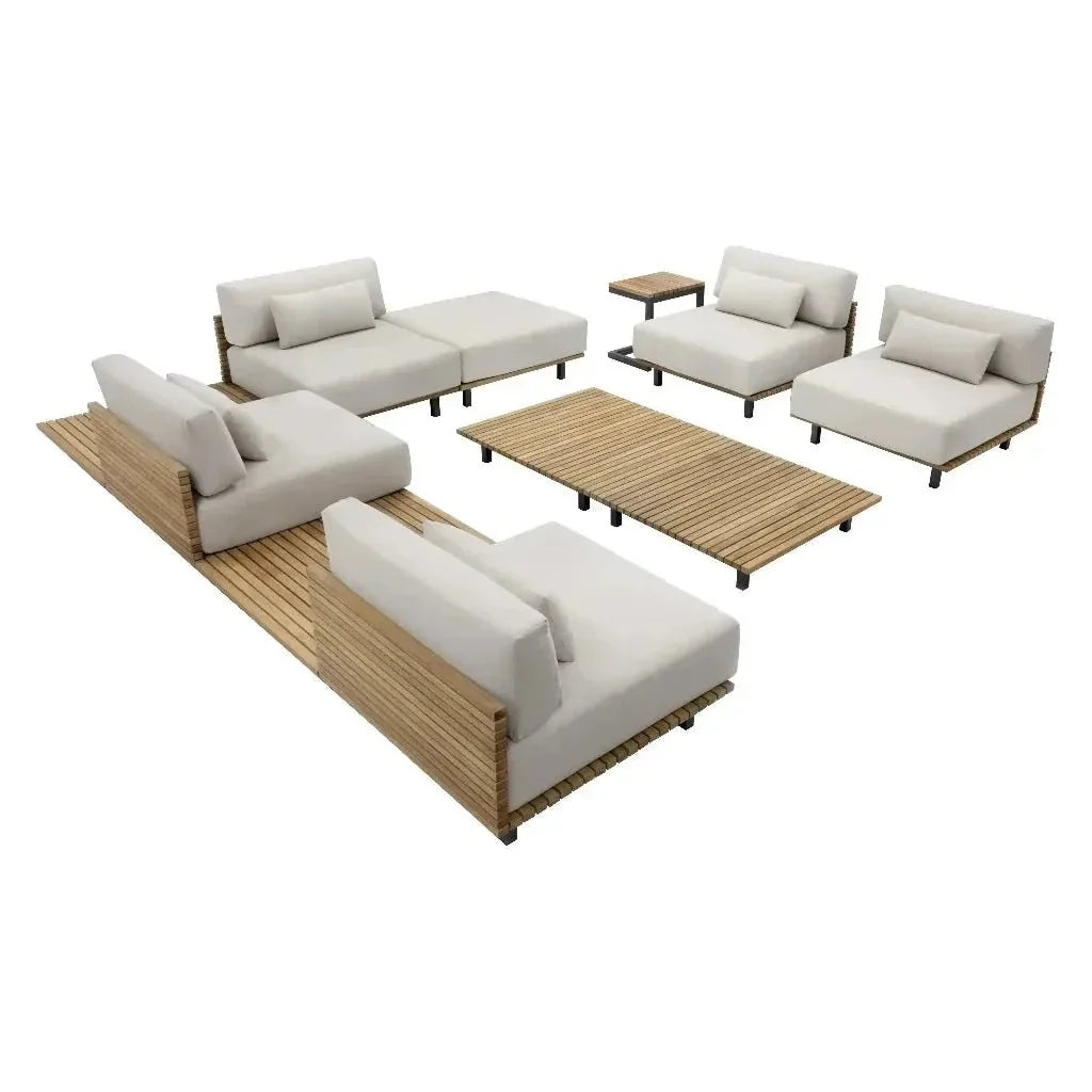 Geneve Aluminum Outdoor C - Shaped End Table - LOOMLAN - SUNPAN - Outdoor Side Tables