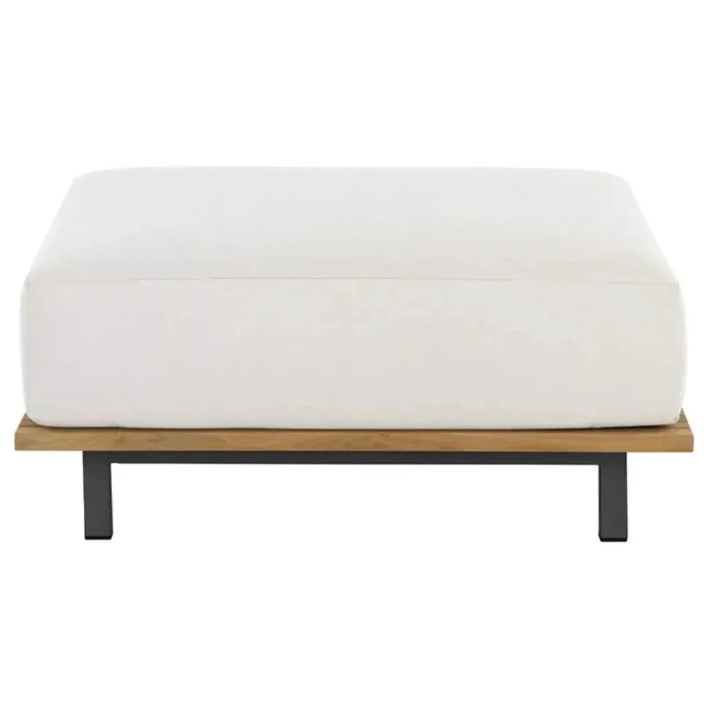 Geneve Cream Fabric Outdoor Modular Ottoman-Outdoor Ottomans-SUNPAN-LOOMLAN
