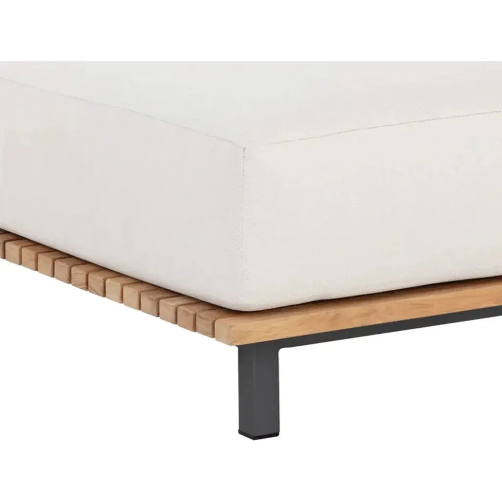 Geneve Cream Fabric Outdoor Modular Ottoman-Outdoor Ottomans-SUNPAN-LOOMLAN