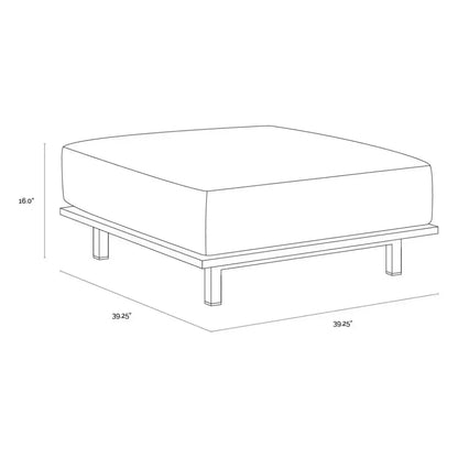 Geneve Cream Fabric Outdoor Modular Ottoman-Outdoor Ottomans-SUNPAN-LOOMLAN