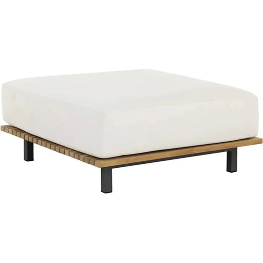 Geneve Cream Fabric Outdoor Modular Ottoman-Outdoor Ottomans-SUNPAN-LOOMLAN