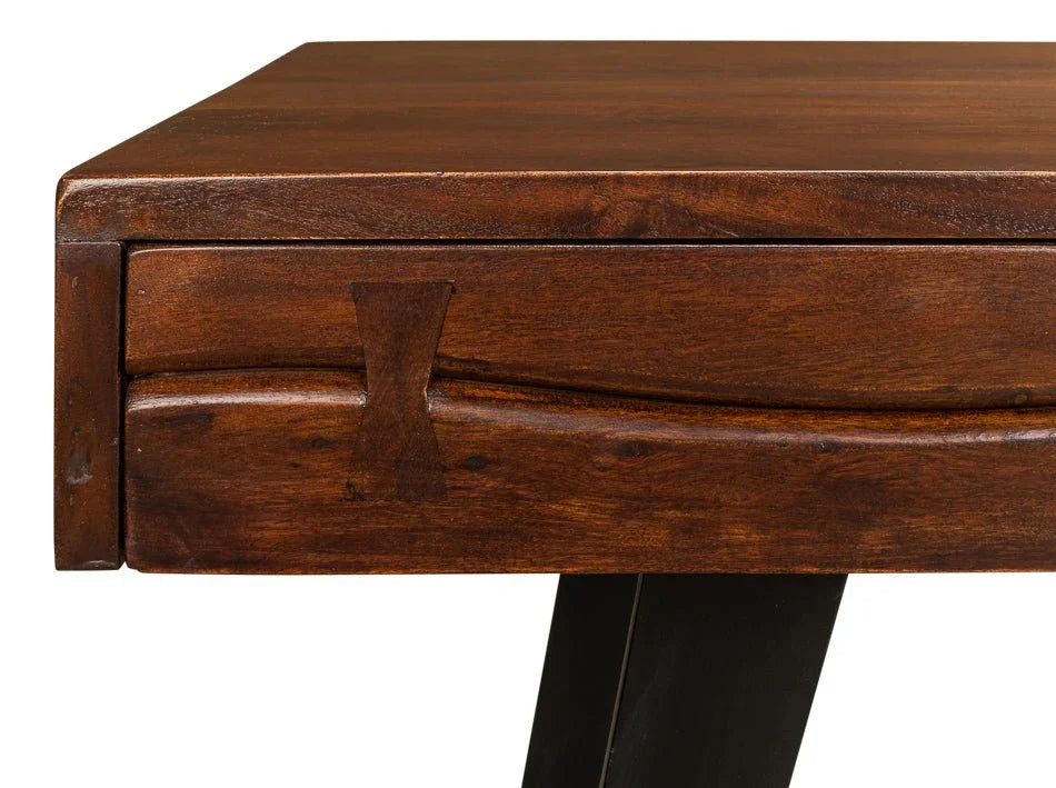 Genius Empire Wooden Brown Desk-Home Office Desks-Sarreid-LOOMLAN