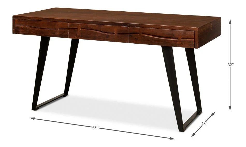 Genius Empire Wooden Brown Desk-Home Office Desks-Sarreid-LOOMLAN