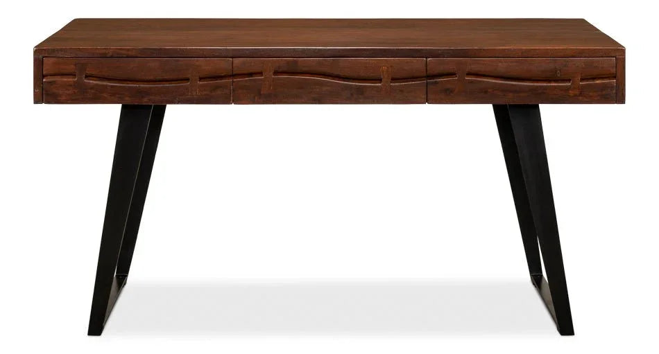 Genius Empire Wooden Brown Desk-Home Office Desks-Sarreid-LOOMLAN