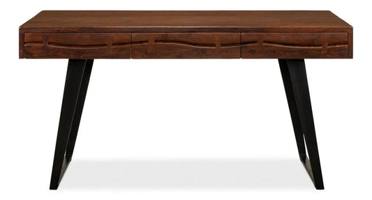 Genius Empire Wooden Brown Desk-Home Office Desks-Sarreid-LOOMLAN