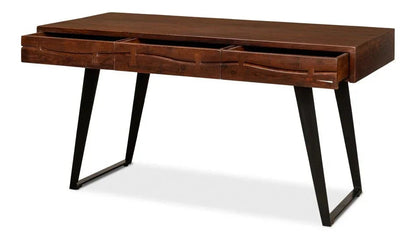 Genius Empire Wooden Brown Desk-Home Office Desks-Sarreid-LOOMLAN