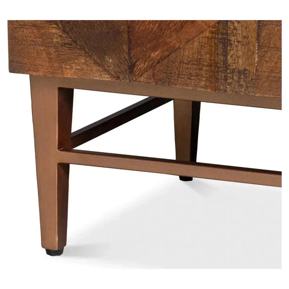 Geo Wood and Metal Brown 3 Door Sideboard - LOOMLAN - Sarreid - Sideboards