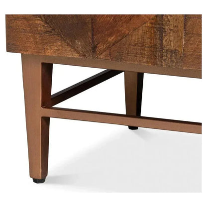 Geo Wood and Metal Brown 3 Door Sideboard - LOOMLAN - Sarreid - Sideboards