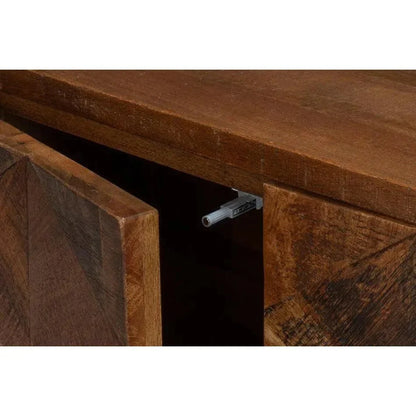 Geo Wood and Metal Brown 3 Door Sideboard - LOOMLAN - Sarreid - Sideboards