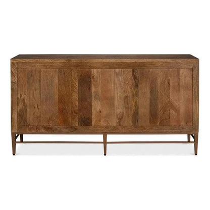 Geo Wood and Metal Brown 3 Door Sideboard - LOOMLAN - Sarreid - Sideboards