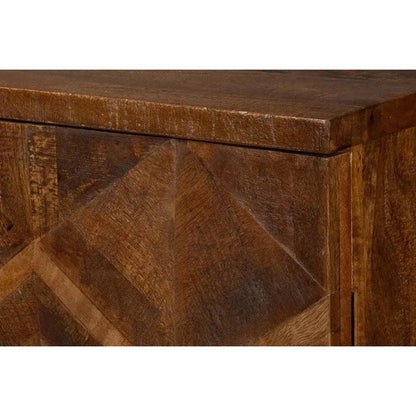 Geo Wood and Metal Brown 3 Door Sideboard - LOOMLAN - Sarreid - Sideboards